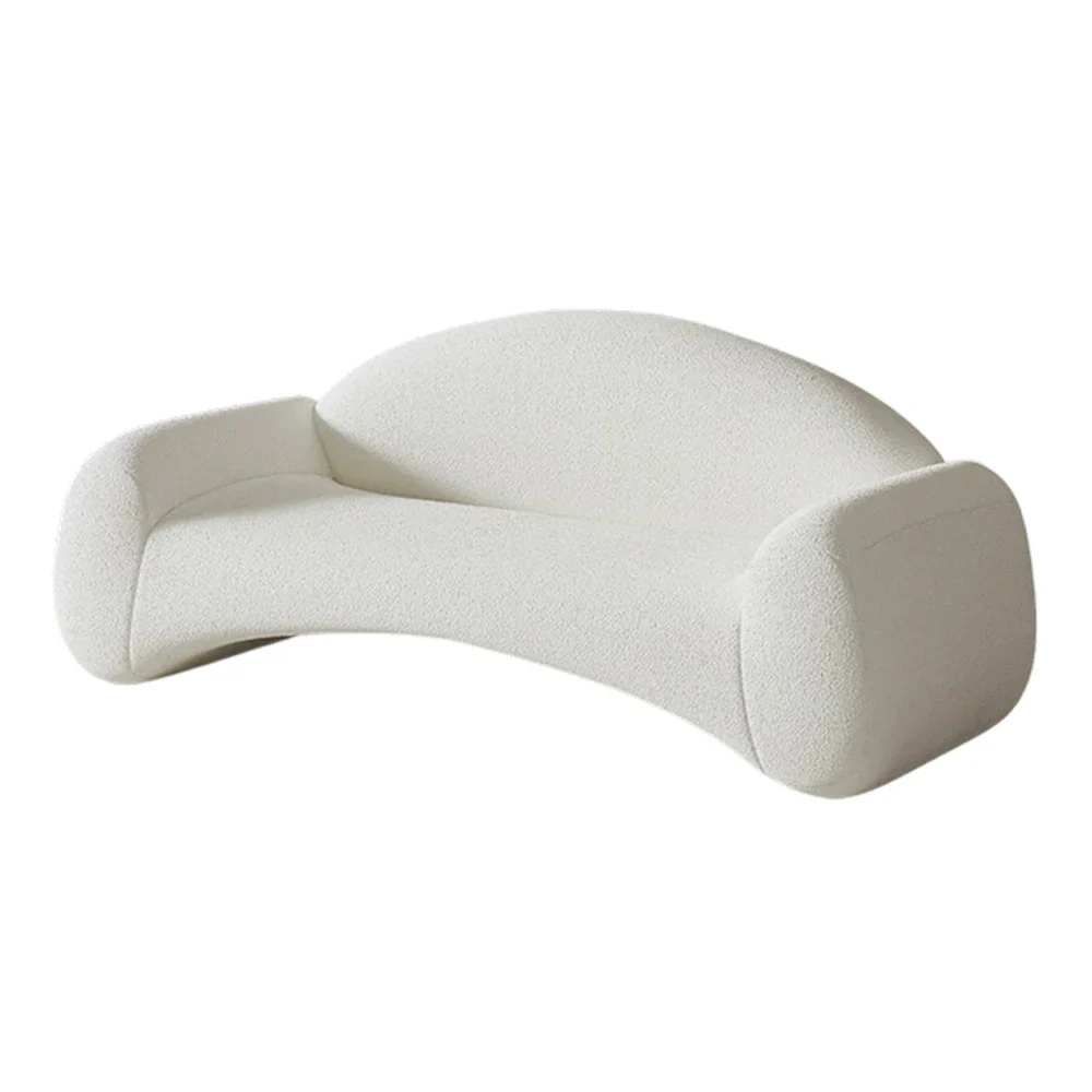 LIVARA 220cm Sofa Matte Velvet Upholstered, Waterproof, Easy-to-Clean, Ergonomic Curved Design, High-Density Sponge - White