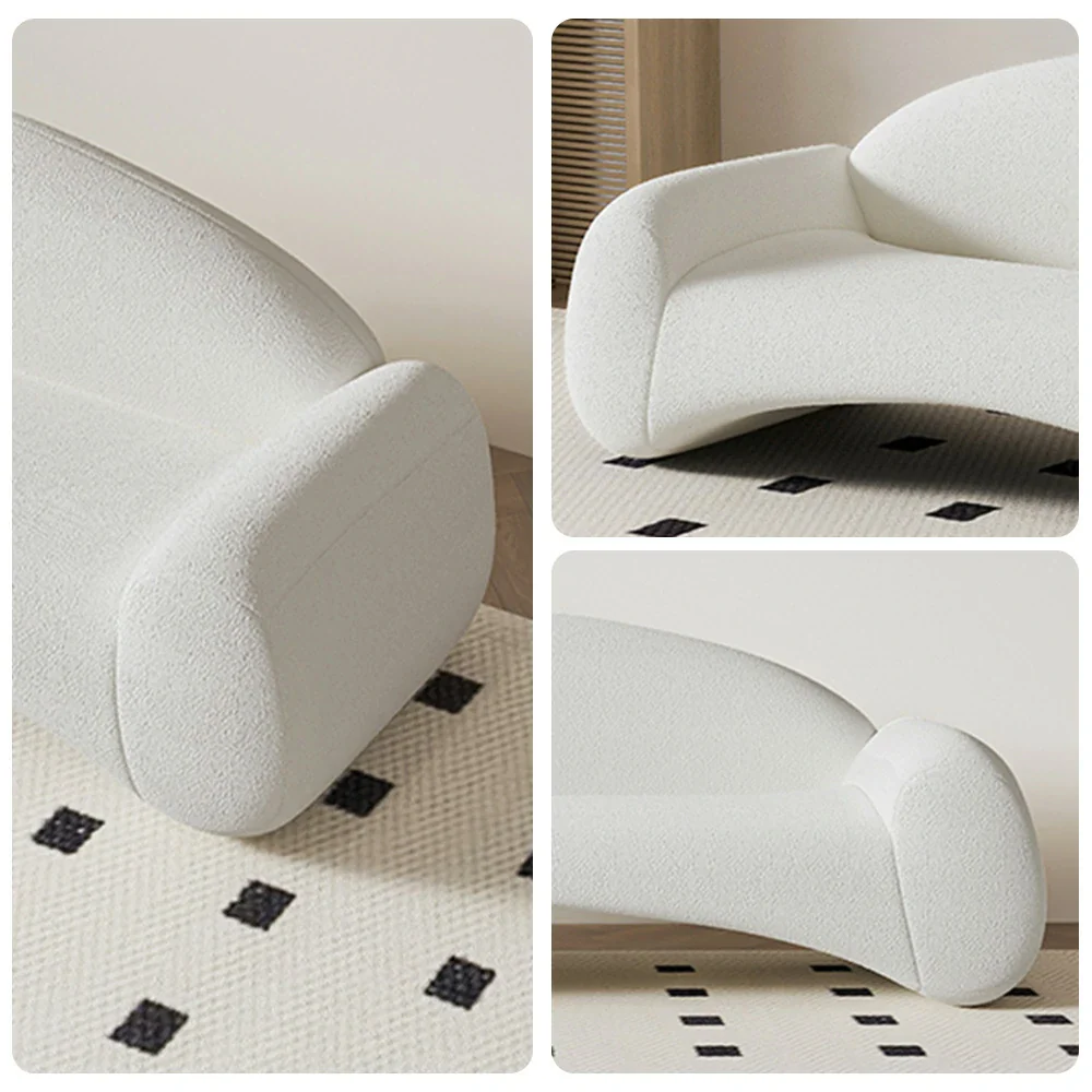 LIVARA 220cm Sofa Matte Velvet Upholstered, Waterproof, Easy-to-Clean, Ergonomic Curved Design, High-Density Sponge - White - Image 3