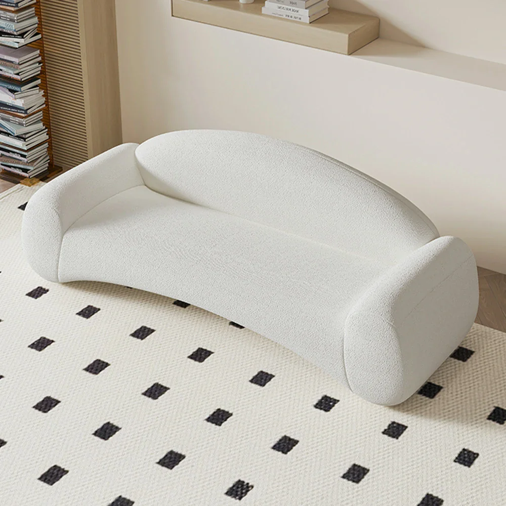 LIVARA 220cm Sofa Matte Velvet Upholstered, Waterproof, Easy-to-Clean, Ergonomic Curved Design, High-Density Sponge - White - Image 4