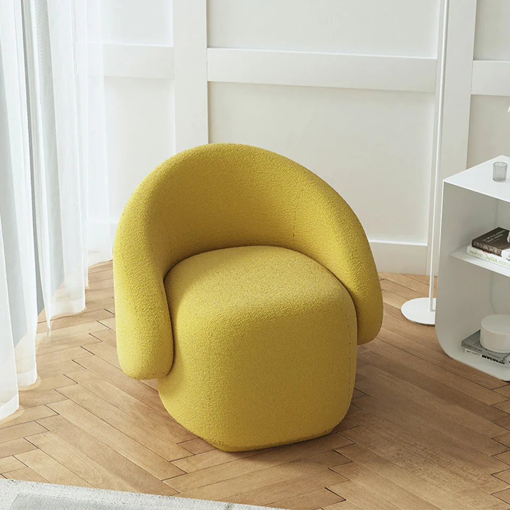 LIVARA Single Sofa Chair, Sherpa Fleece Upholstery, High-Density Sponge, Solid Wood Frame, Arc Springs & Straps, Soft & Durable Comfort - Yellow - Image 2