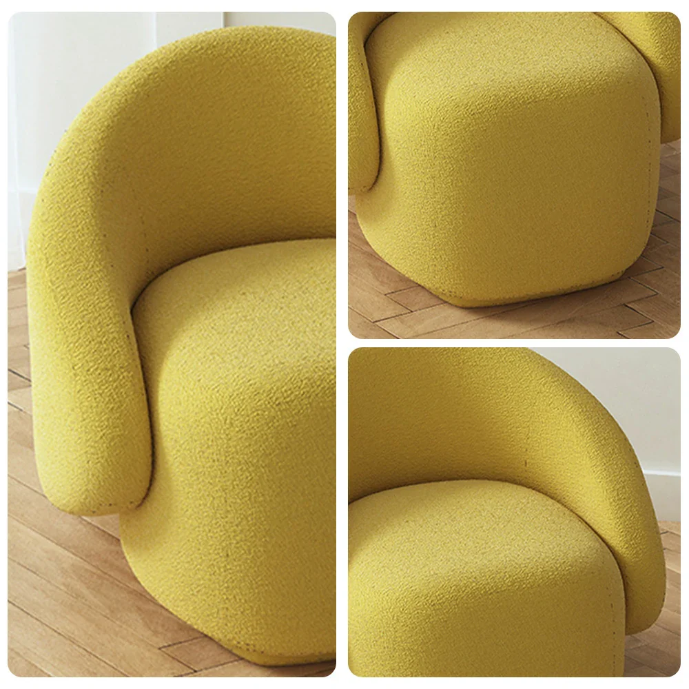 LIVARA Single Sofa Chair, Sherpa Fleece Upholstery, High-Density Sponge, Solid Wood Frame, Arc Springs & Straps, Soft & Durable Comfort - Yellow - Image 3
