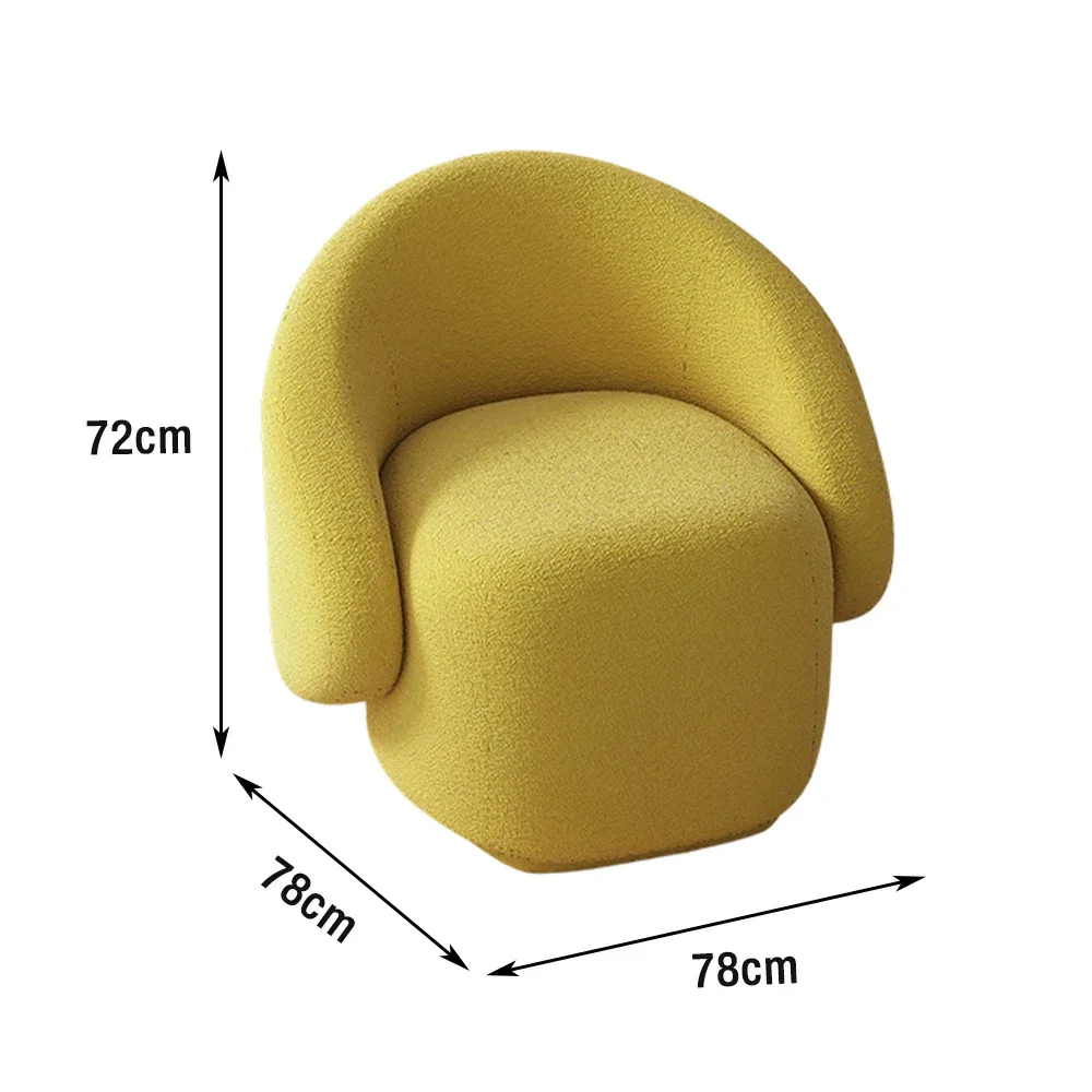 LIVARA Single Sofa Chair, Sherpa Fleece Upholstery, High-Density Sponge, Solid Wood Frame, Arc Springs & Straps, Soft & Durable Comfort - Yellow - Image 5