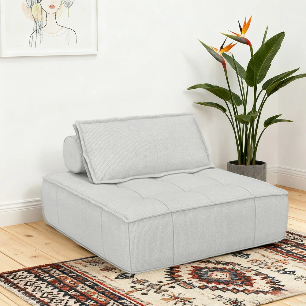 LIVARA Single Sofa Chair, Cotton-Linen Upholstery, High-Density Sponge with Latex Layer, Independent Spring Seat, Supportive & Comfortable Design - White - Image 2