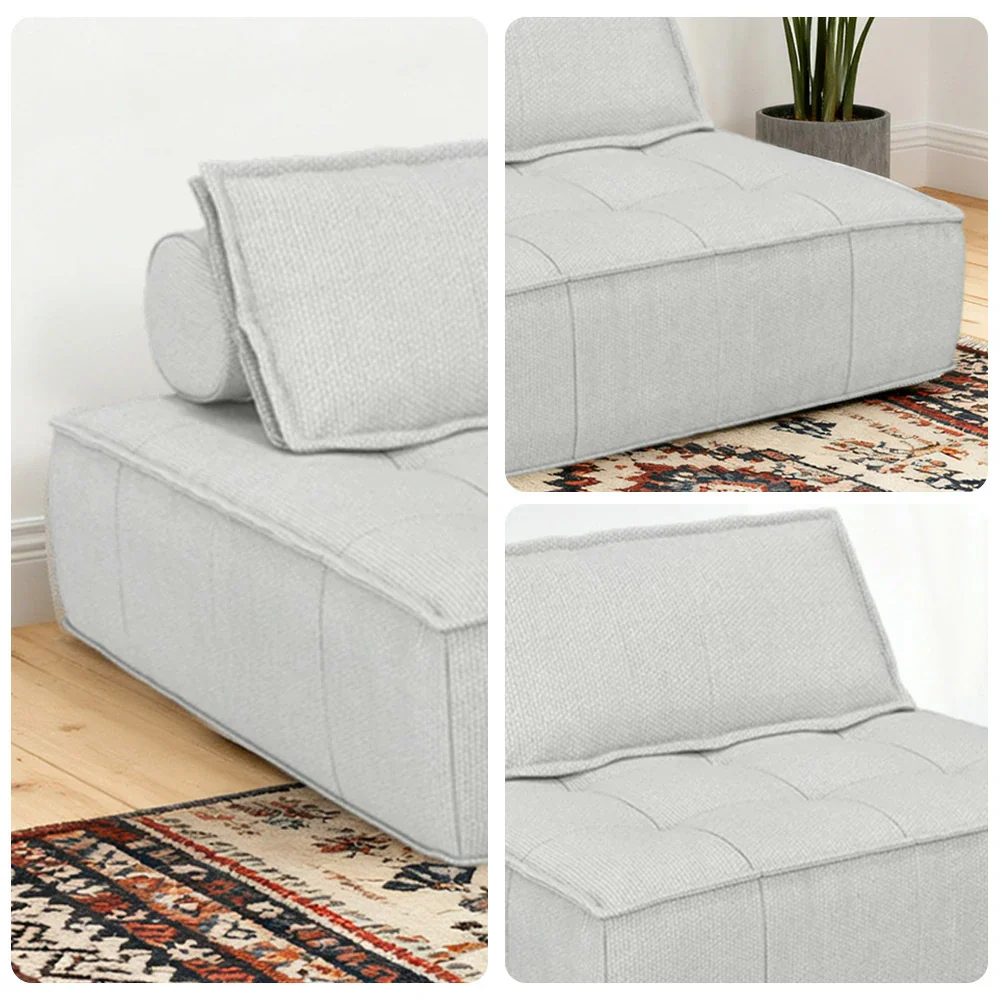 LIVARA Single Sofa Chair, Cotton-Linen Upholstery, High-Density Sponge with Latex Layer, Independent Spring Seat, Supportive & Comfortable Design - White - Image 3