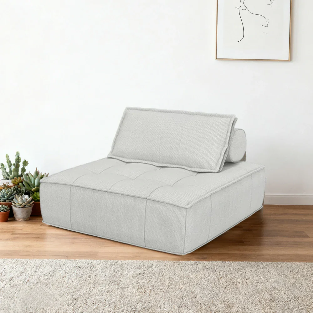 LIVARA Single Sofa Chair, Cotton-Linen Upholstery, High-Density Sponge with Latex Layer, Independent Spring Seat, Supportive & Comfortable Design - White - Image 4