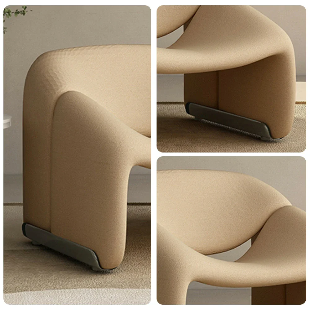 LIVARA Single Sofa Chair, Sherpa Fleece Upholstery, Contemporary Curved Frame, Resilient High-Density Cushion, Cozy Seating, Sturdy & Stylish - Brown - Image 3