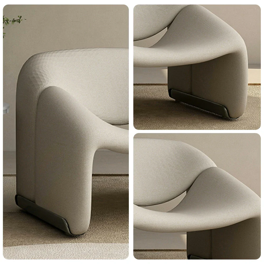 LIVARA Single Sofa Chair, Sherpa Fleece Upholstery, Contemporary Curved Frame, Resilient High-Density Cushion, Cozy Seating, Sturdy & Stylish - Grey - Image 3