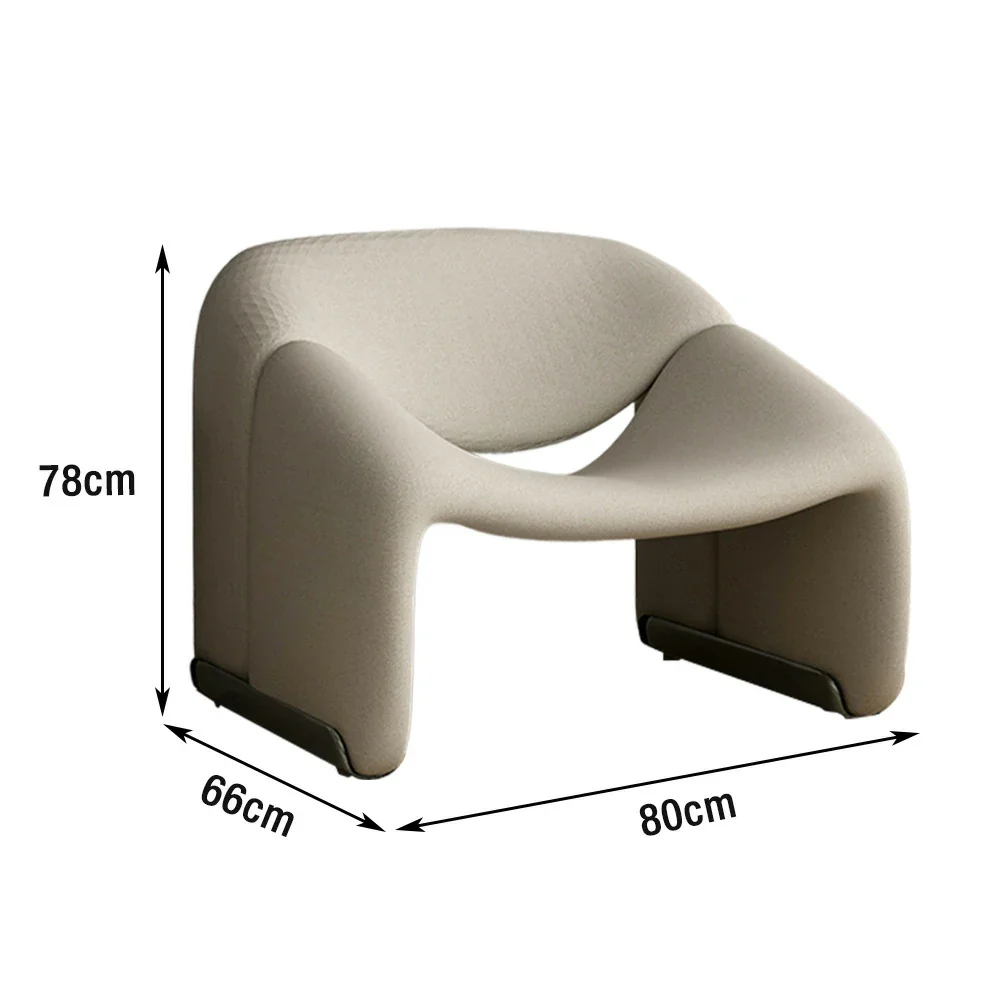 LIVARA Single Sofa Chair, Sherpa Fleece Upholstery, Contemporary Curved Frame, Resilient High-Density Cushion, Cozy Seating, Sturdy & Stylish - Grey - Image 5