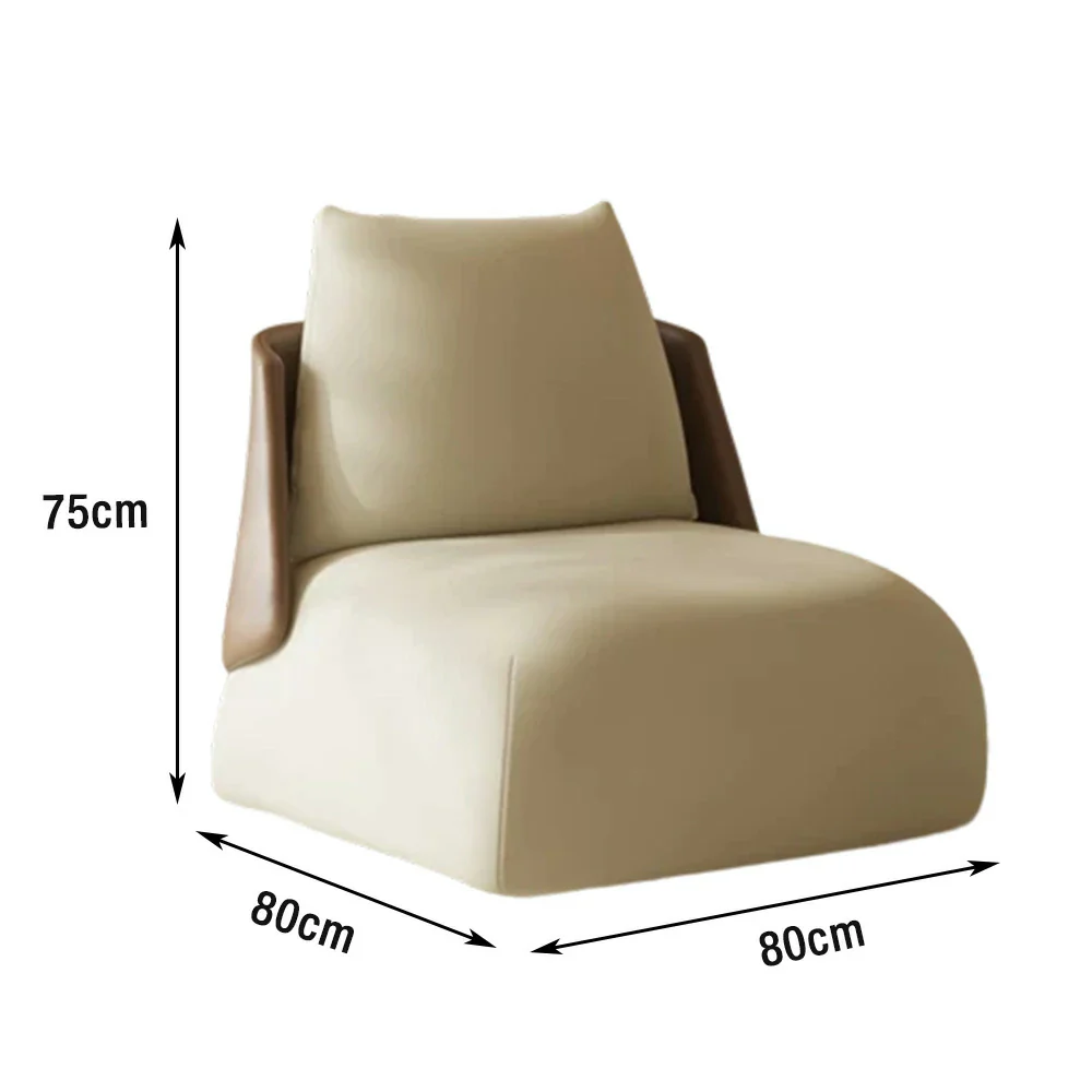 LIVARA Single Sofa Chair, PU Leather Upholstery, Ergonomic Low-Profile Design, High-Density Sponge Cushion, Sturdy & Comfortable Seating - White - Image 5