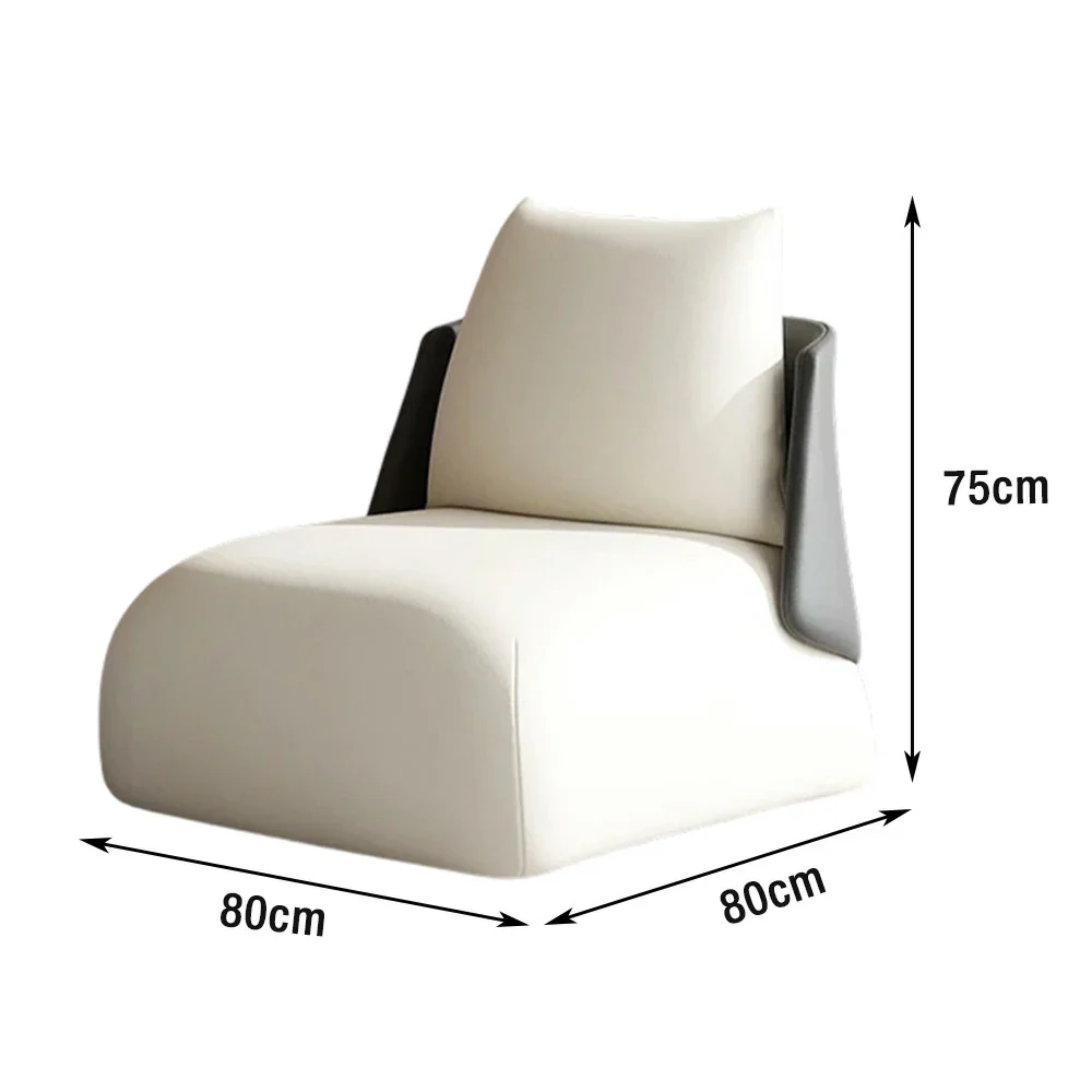 LIVARA Single Sofa Chair, PU Leather Upholstery, Ergonomic Low-Profile Design, High-Density Sponge Cushion, Sturdy & Comfortable Seating - Black & White - Image 5