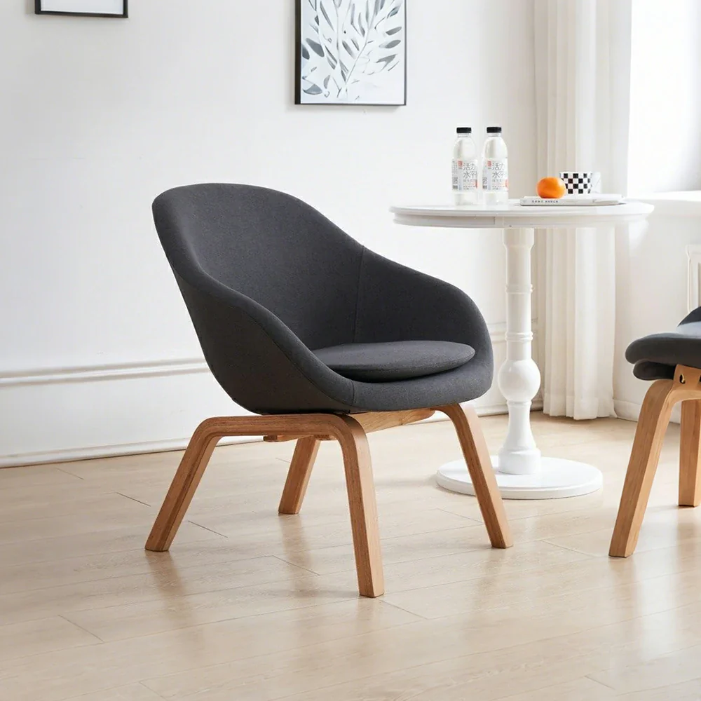 LIVARA Accent Chair - Ergonomic Pressure-Relief Design - Reinforced Solid Wood Frame - High-Density Foam & Cotton-Linen Upholstery - Grey - Image 2