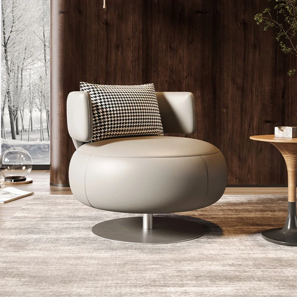 LIVARA Swivel Chair Soft Silicone Leather UTTP Honeycomb Foam High Resilience Modern Design - Grey - Image 2