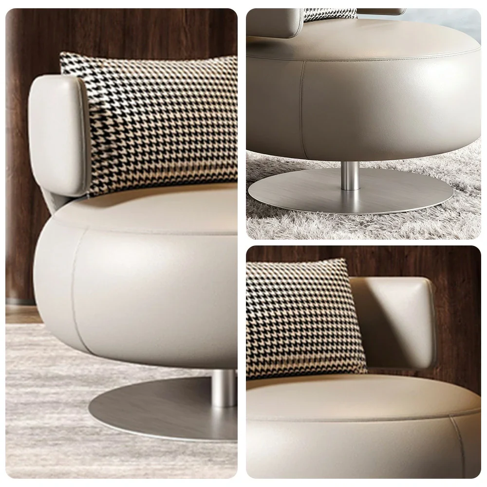 LIVARA Swivel Chair Soft Silicone Leather UTTP Honeycomb Foam High Resilience Modern Design - Grey - Image 3
