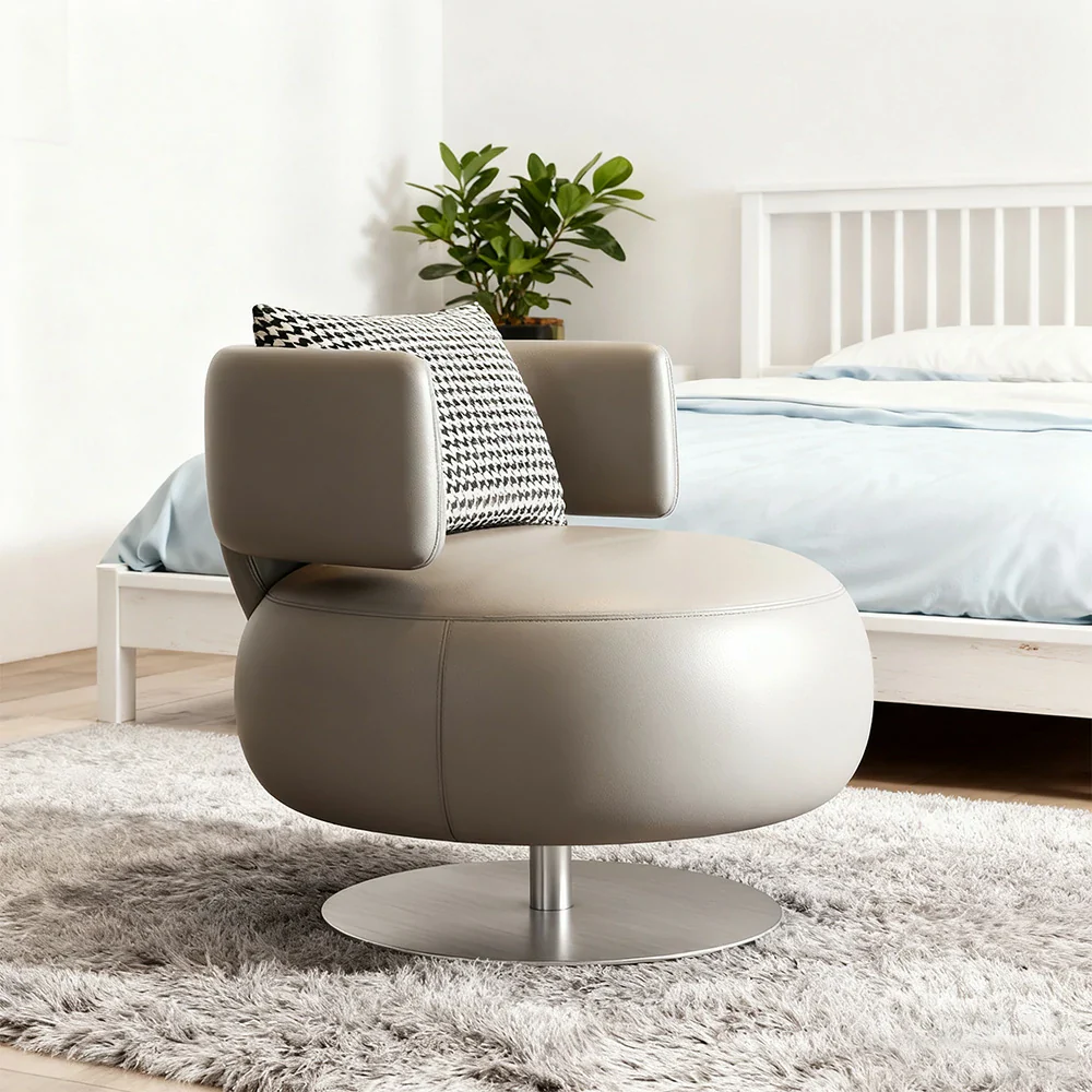 LIVARA Swivel Chair Soft Silicone Leather UTTP Honeycomb Foam High Resilience Modern Design - Grey - Image 4