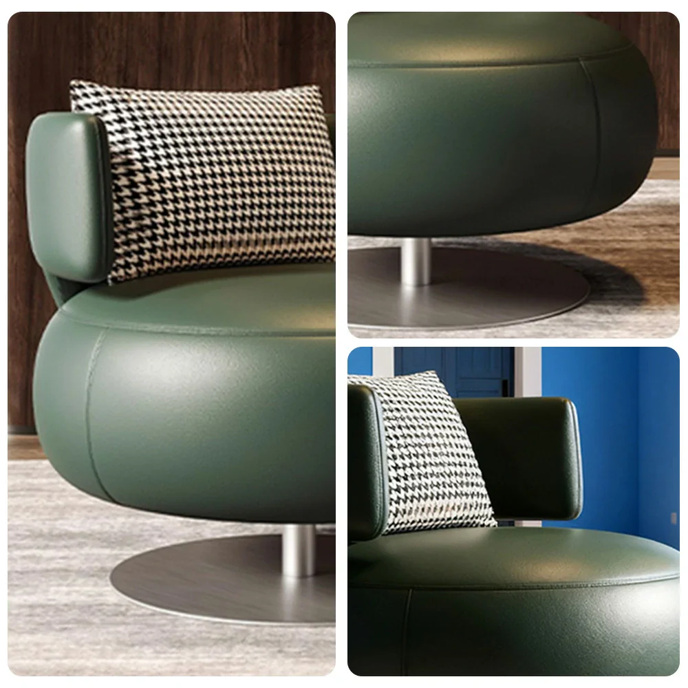 LIVARA Swivel Chair Soft Silicone Leather UTTP Honeycomb Foam High Resilience Modern Design - Green - Image 3