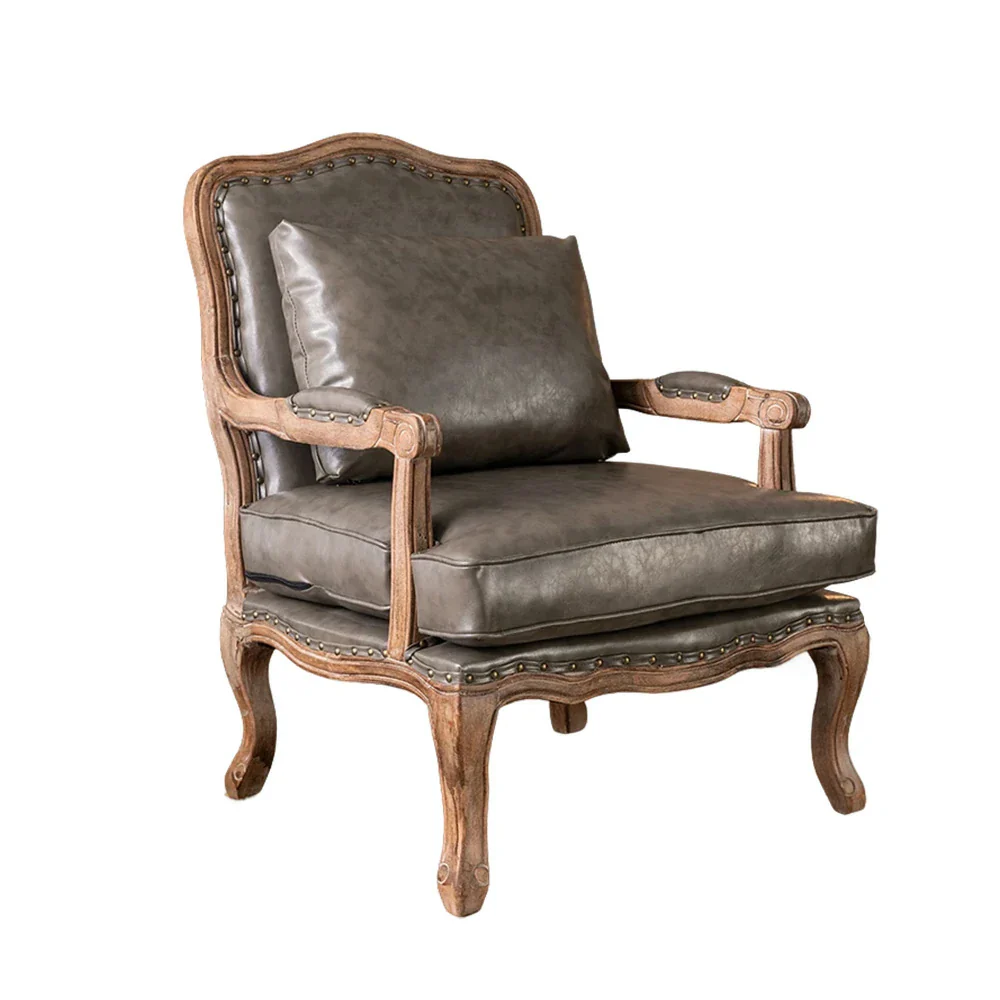 LIVARA Green Orchid Embroidered Linen Armchair with Matching Ottoman - Soft Linen Upholstery, High-Resilience Cushion, Solid Wood Frame - Coffee