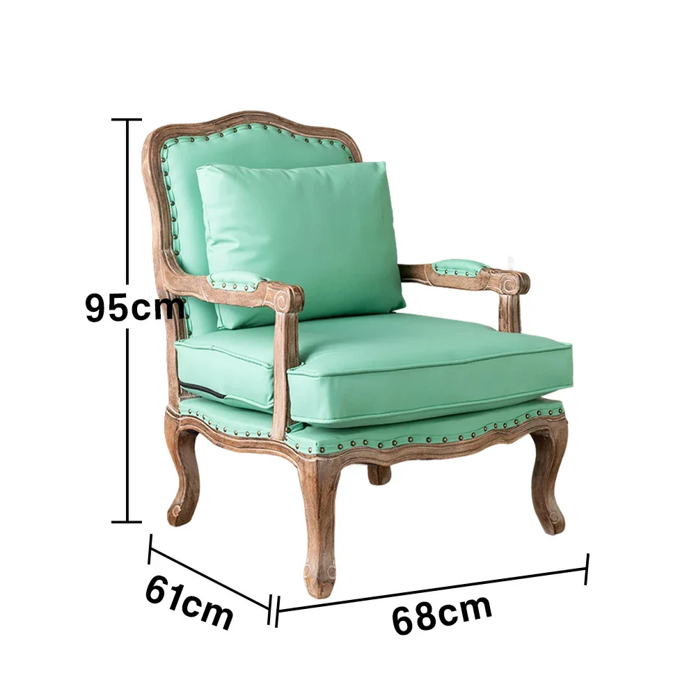 LIVARA Green Orchid Embroidered Linen Armchair with Matching Ottoman - Soft Linen Upholstery, High-Resilience Cushion, Solid Wood Frame - Green - Image 5