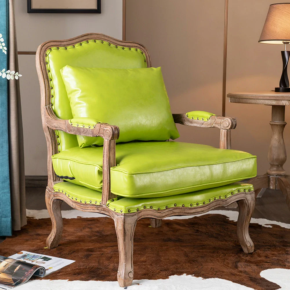LIVARA Green Orchid Embroidered Velvet Armchair with Matching Ottoman - Soft Velvet Upholstery, High-Resilience Cushion, Solid Wood Frame - Green - Image 2