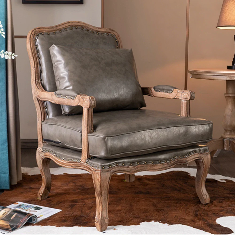 LIVARA Green Orchid Embroidered Velvet Armchair with Matching Ottoman - Soft Velvet Upholstery, High-Resilience Cushion, Solid Wood Frame - Grey - Image 2