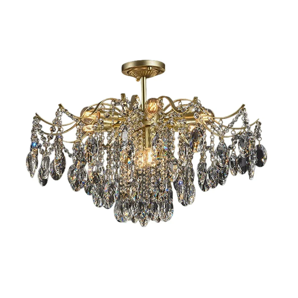 LIVARA Gold Crystal Chandelier 40/50/65cm Warm Light, E14 LED Pendant Light with Iron Frame & Sparkling Crystal Drops for Living Room Bedroom - Image 11