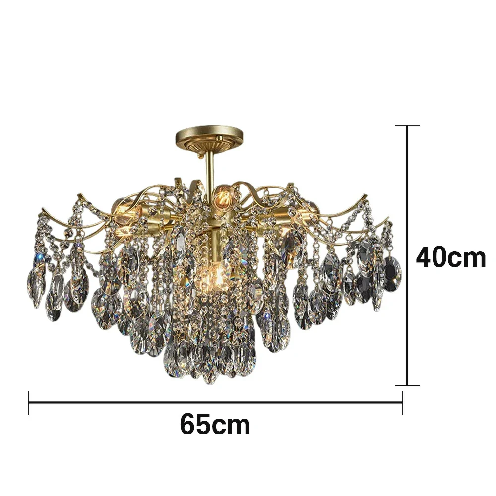 LIVARA Gold Crystal Chandelier 40/50/65cm Warm Light, E14 LED Pendant Light with Iron Frame & Sparkling Crystal Drops for Living Room Bedroom - Image 15