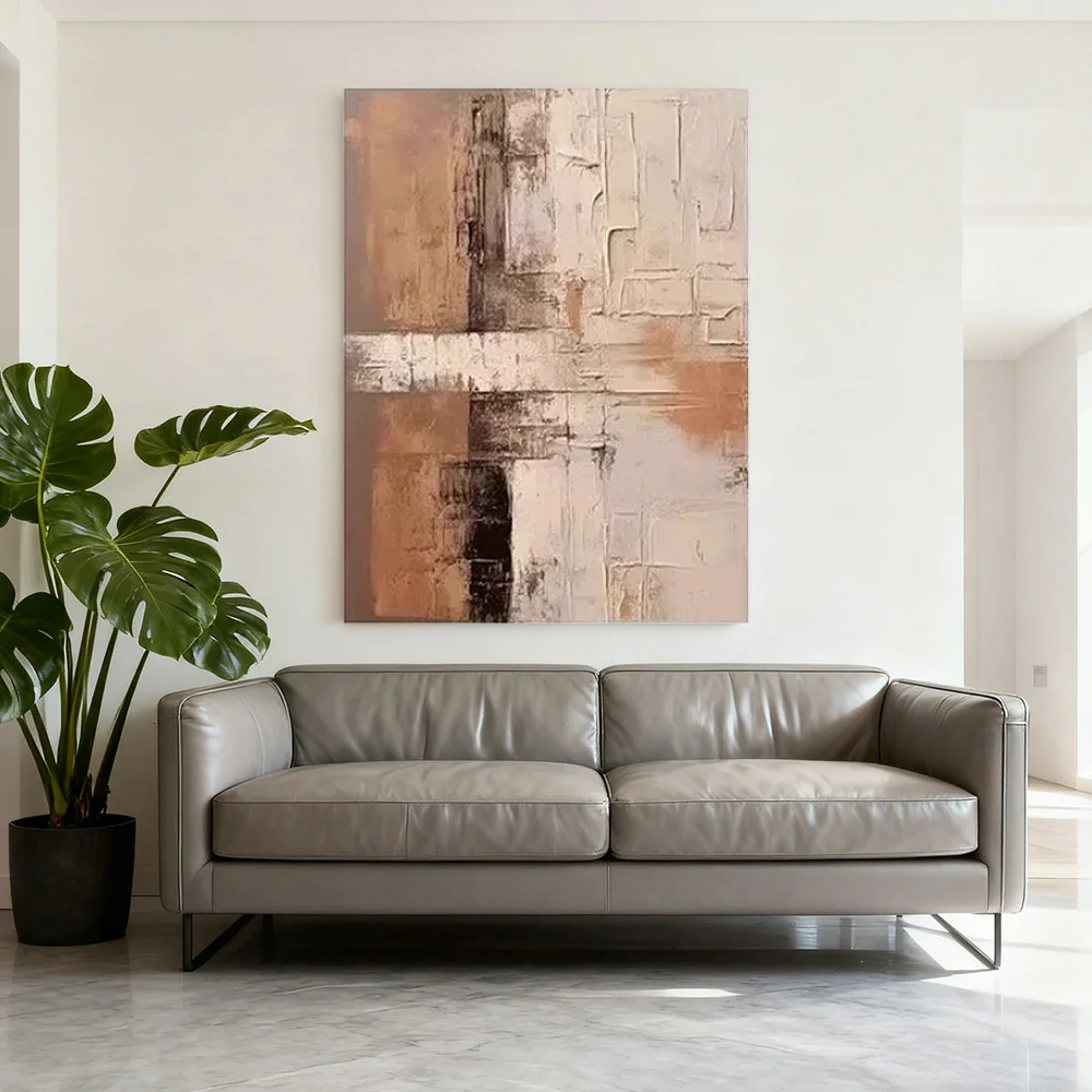 LIVARA Hand-Painted Oil Painting 60/80/120cm - Elegant Neutral Artwork That Harmonises with Simple and Light Interiors - Image 4