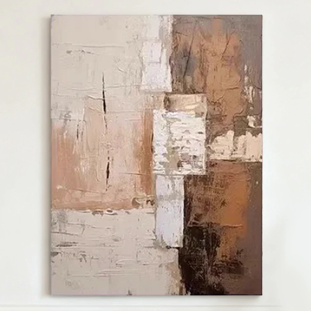 LIVARA Hand-Painted Oil Painting 60/80/120cm - Soft Neutrals and Fluid Shapes Form a Peaceful Centrepiece for Home Walls - Image 3