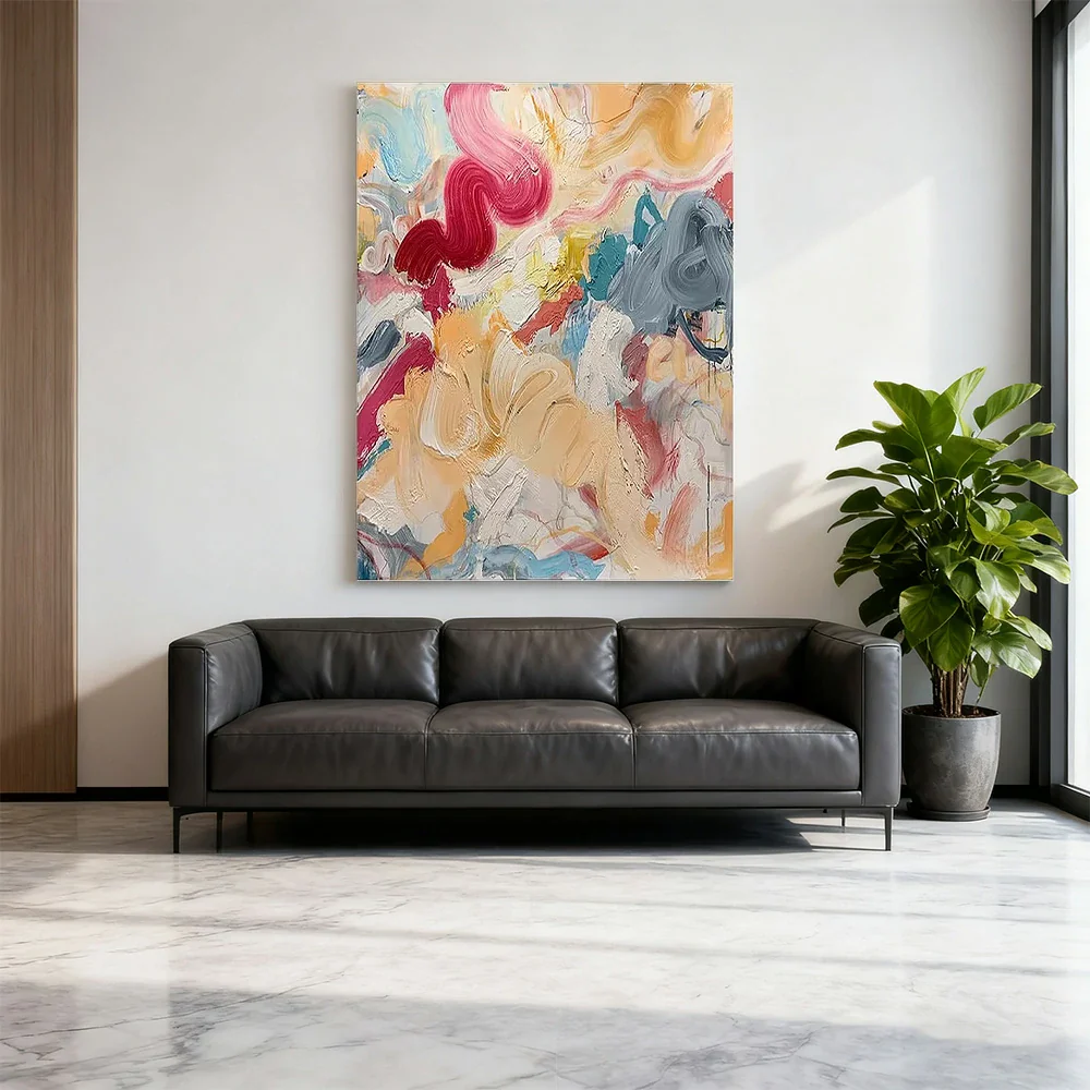 LIVARA Hand-Painted Oil Painting 60/80/120cm - Minimalist Art with Gentle Neutrals and Flowing Patterns for Everyday Elegance - Image 4