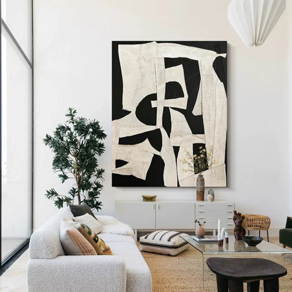 LIVARA Hand-Painted Oil Painting 60/80/120cm - Soft Neutral Shades and Clean Lines Create a Peaceful and Stylish Wall Accent - Image 4