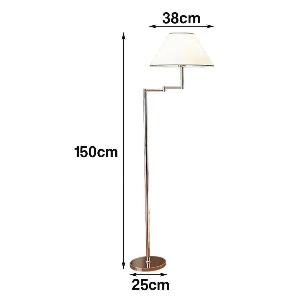 LIVARA Floor Lamp 3 Colour LED Lighting Fabric Shade Chrome Metal Body Adjustable Arm for Home - Image 5