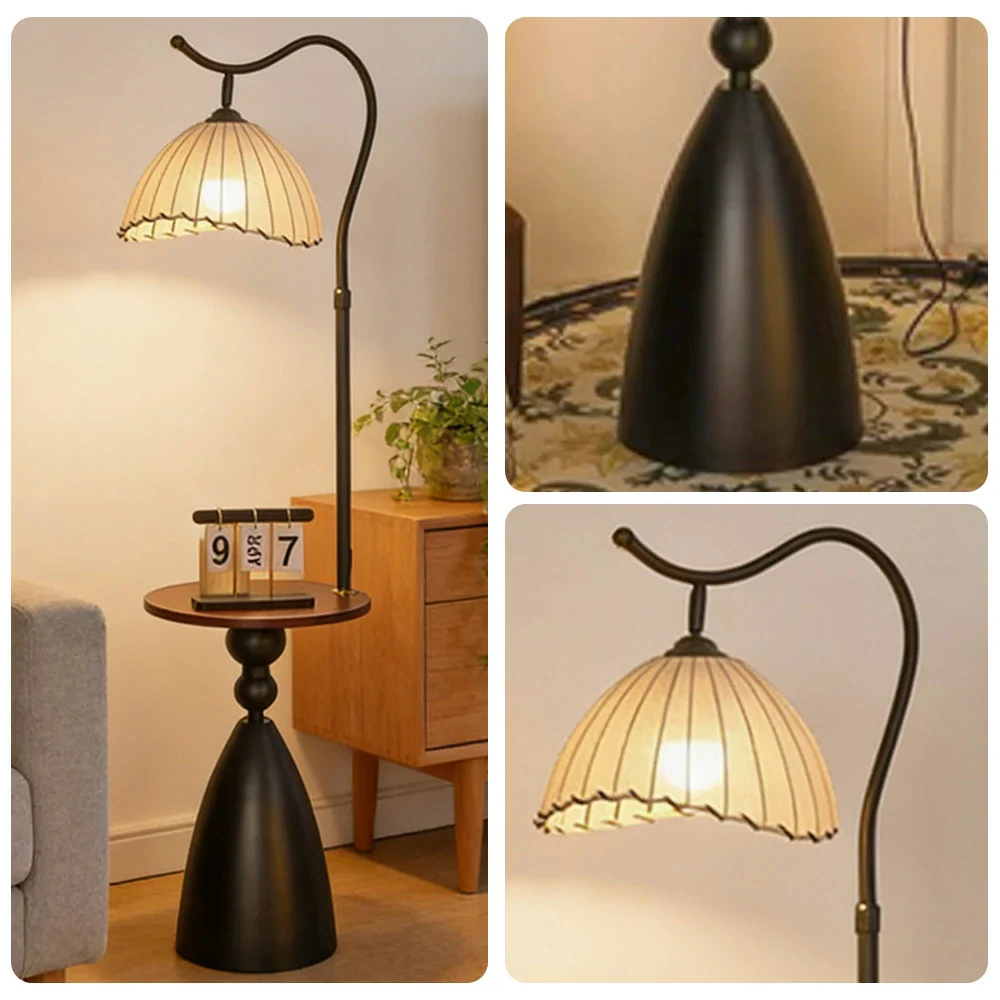 LIVARA Floor Lamp 3 Lighting Modes Ingot Shade Cotton-Linen Shade Walnut Wood Base Foot Switch - Image 3
