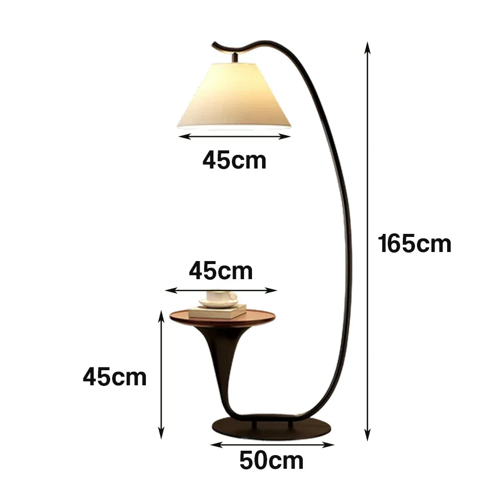 LIVARA Floor Lamp Soft Light Foot Switch Iron Frame Walnut Look for Living Room Bedroom - Image 5