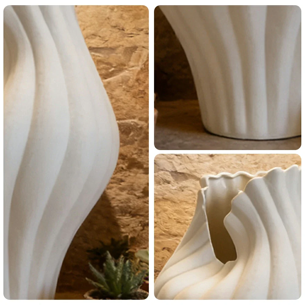 LIVARA Ceramic Vase Ornament Abstract Aesthetic Decorative Display Matte Ceramic Handcrafted Textured Finish - Image 3