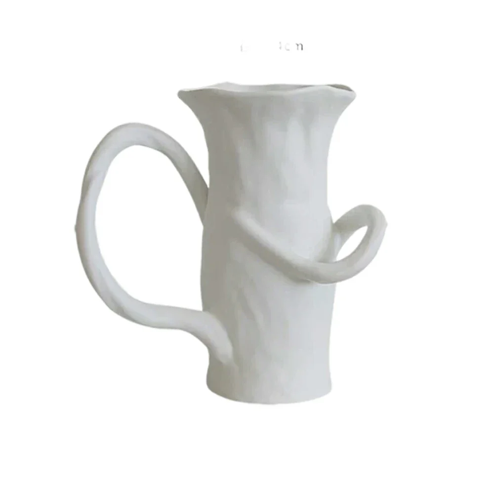 LIVARA Ceramic Vase Ornament Abstract Form Artistic Home Display Matte Ceramic Handcrafted Stone-Texture Design