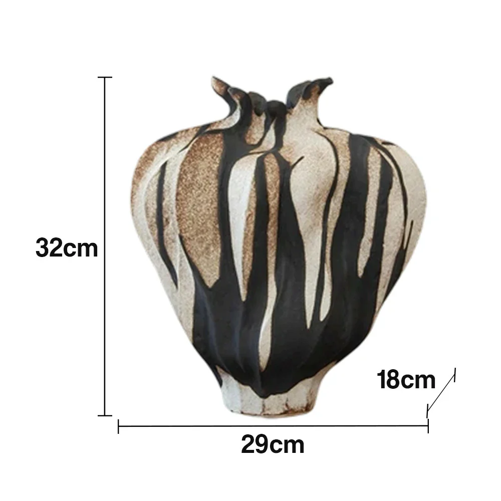 LIVARA Ceramic Vase Ornament Sculpted Dried Rose Form Artistic Home Display Matte Ceramic Handcrafted Stone-Texture Design - Image 5