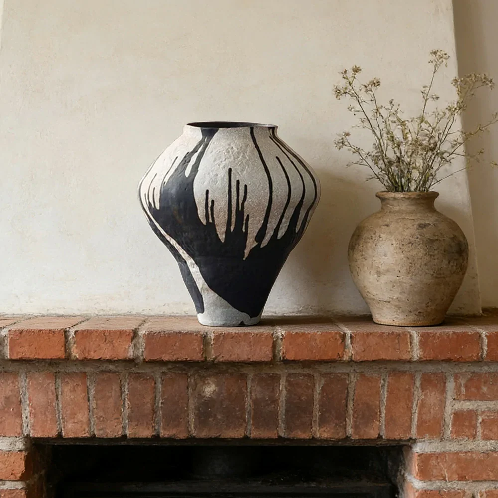 LIVARA Ceramic Vase Ornament Faded Rose Motif Artistic Home Display Matte Ceramic Handcrafted Textured Finish - Image 2