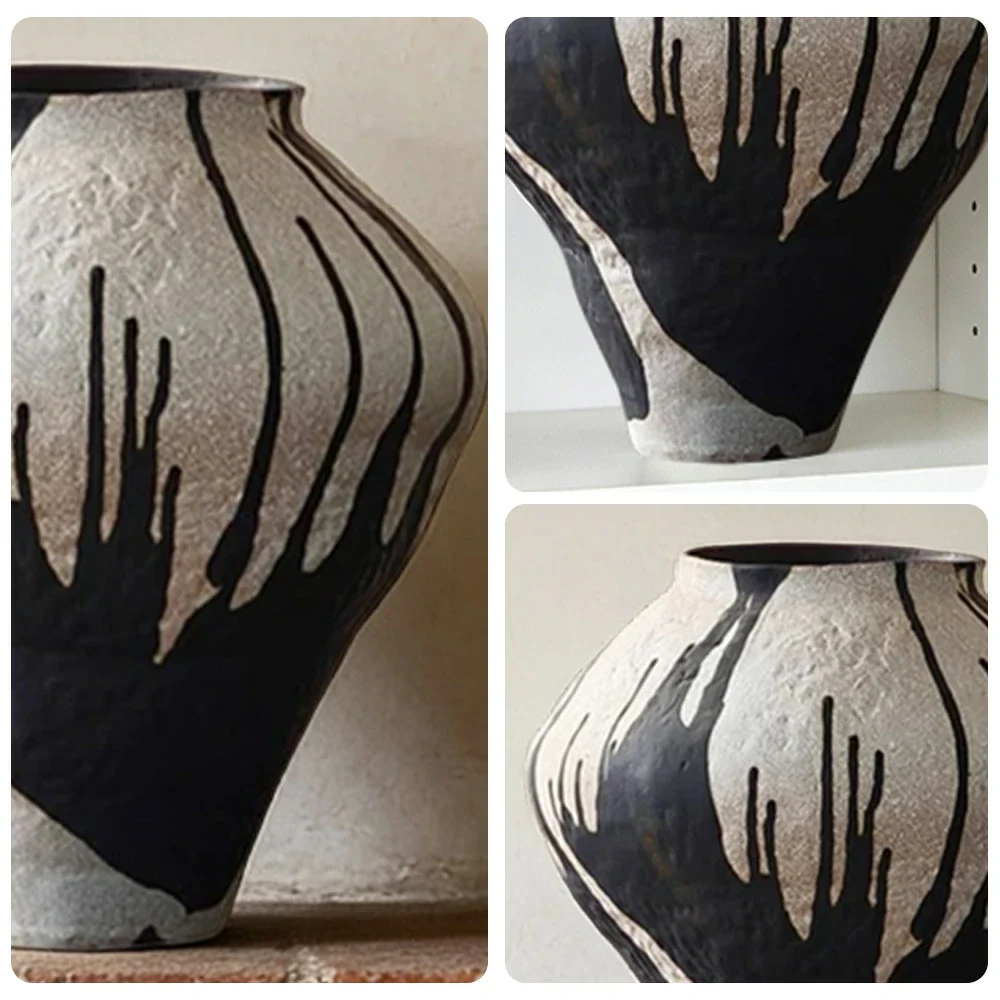 LIVARA Ceramic Vase Ornament Faded Rose Motif Artistic Home Display Matte Ceramic Handcrafted Textured Finish - Image 3
