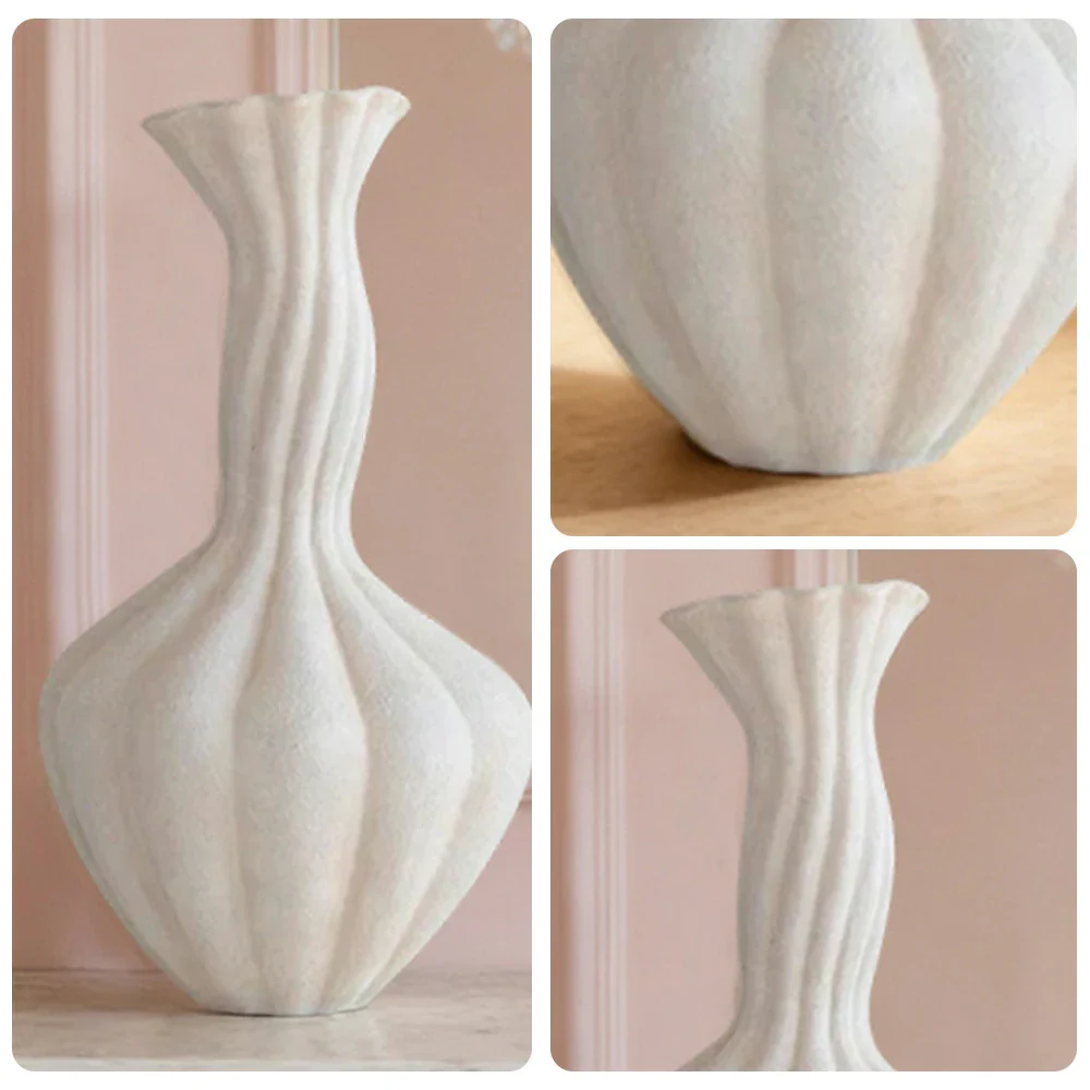 LIVARA Ceramic Vase Ornament 14cm Outer Opening Decorative Art Object Matte Ceramic Handcrafted Stone-Texture Design - Image 3