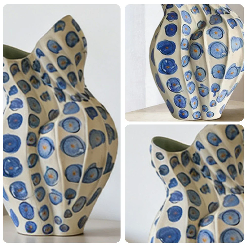LIVARA Ceramic Vase Ornament Qing Shadow Inspired Style Artistic Home Decor Matte Ceramic Handcrafted Stone-Texture Finish - Image 3