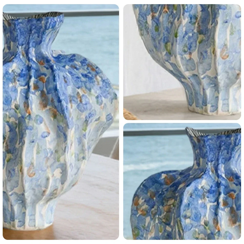LIVARA Ceramic Vase Ornament Lakeside Stardust Theme Artistic Home Display Matte Ceramic Handcrafted Stone-Texture Design - Image 3