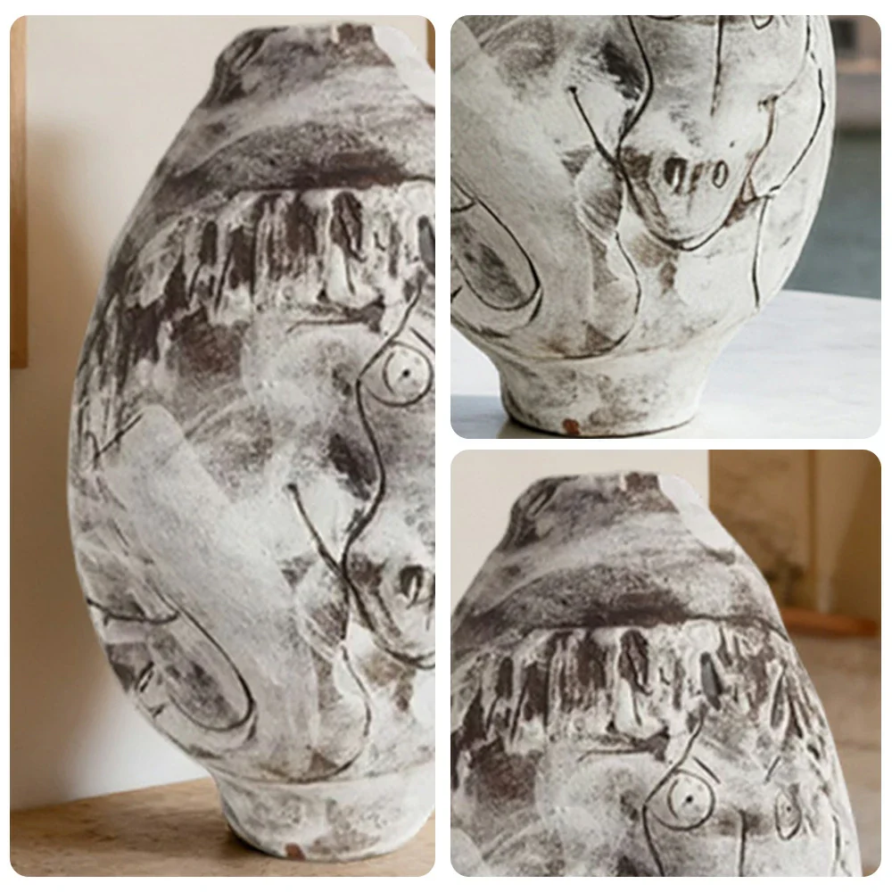 LIVARA Ceramic Vase Ornament Painted Horse Motif Decorative Art Object Matte Ceramic Handcrafted Textured Finish - Image 3