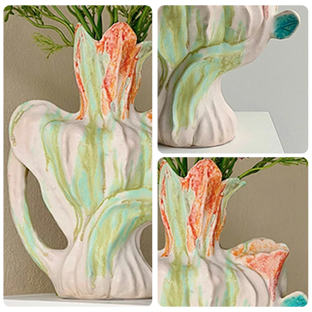 LIVARA Ceramic Vase Ornament Monet Garden Inspired Style Artistic Home Decor Matte Ceramic Handcrafted Stone-Texture Finish - Image 3