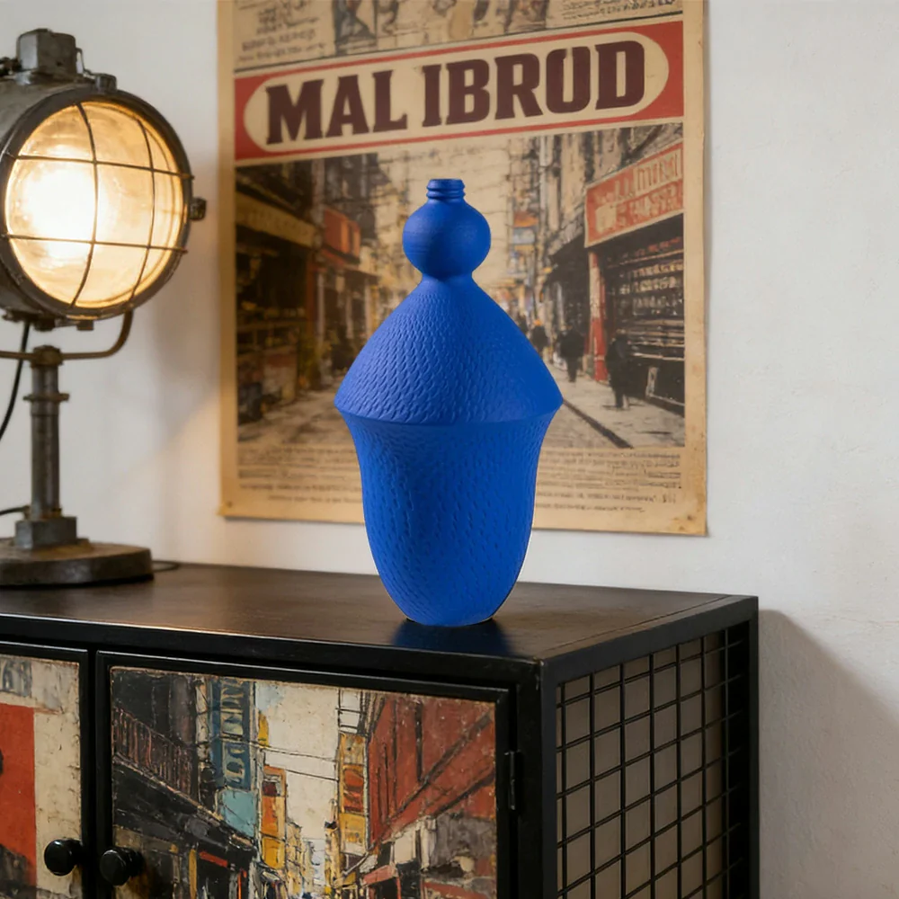 LIVARA Ceramic Vase Ornament Klein Blue Finish Multi-Space Styling Matte Ceramic Handcrafted Stone-Texture Design - Image 2