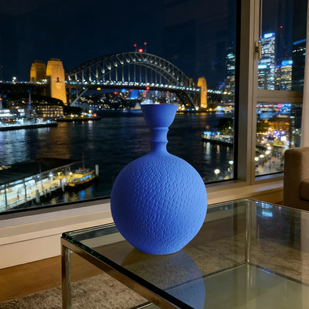 LIVARA Ceramic Vase Ornament Klein Blue Artistic Expression Sculptural Home Display Matte Ceramic - Image 4