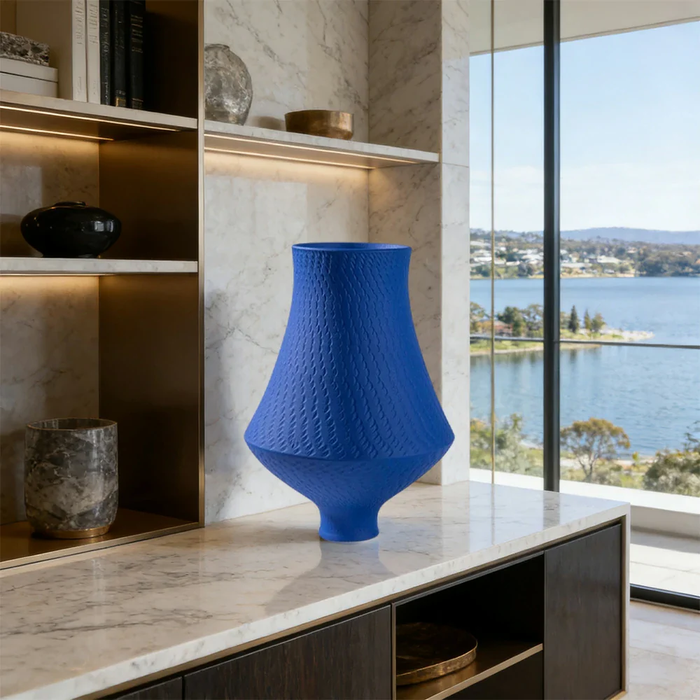 LIVARA Ceramic Vase Ornament Klein Blue Modern Design Artistic Home Decor Matte Ceramic Handcrafted Finish - Image 4