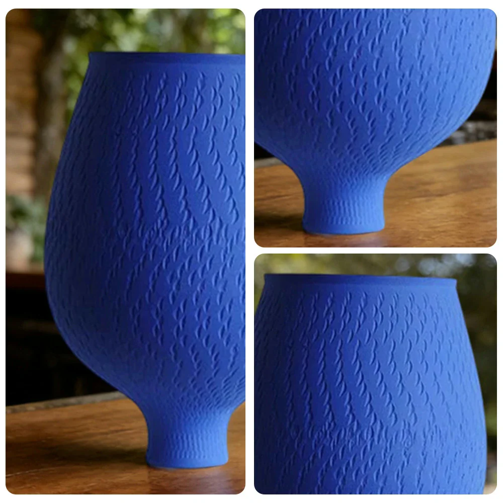 LIVARA Ceramic Vase Ornament Klein Blue Tone Living Room Entryway Styling Matte Ceramic - Image 3