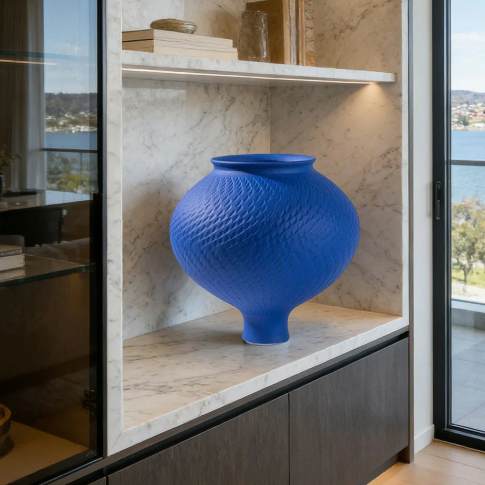 LIVARA Ceramic Vase Ornament Klein Blue Minimal Aesthetic Decorative Art Object Matte Ceramic - Image 2