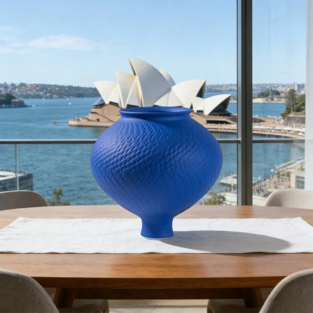 LIVARA Ceramic Vase Ornament Klein Blue Minimal Aesthetic Decorative Art Object Matte Ceramic - Image 4