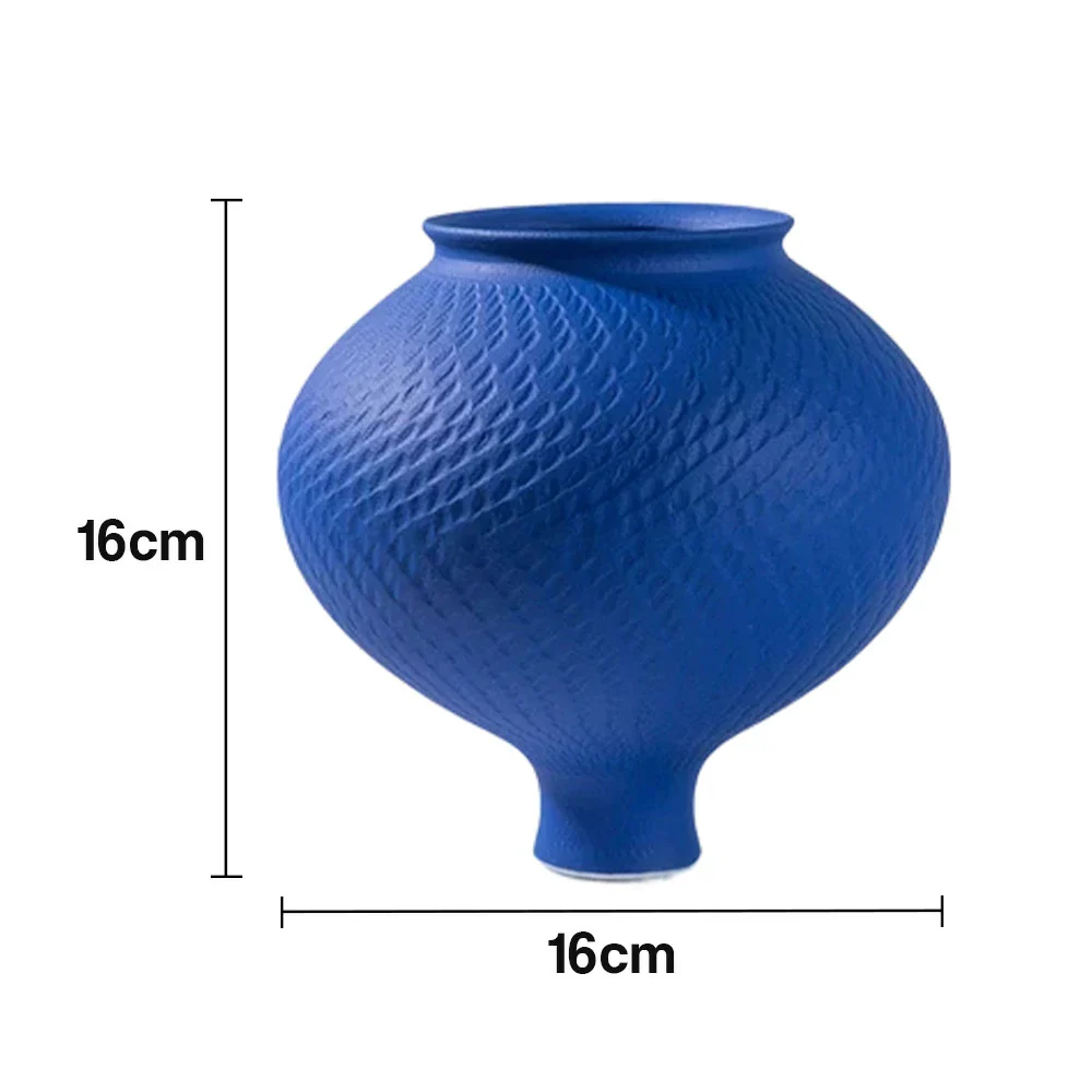 LIVARA Ceramic Vase Ornament Klein Blue Minimal Aesthetic Decorative Art Object Matte Ceramic - Image 5