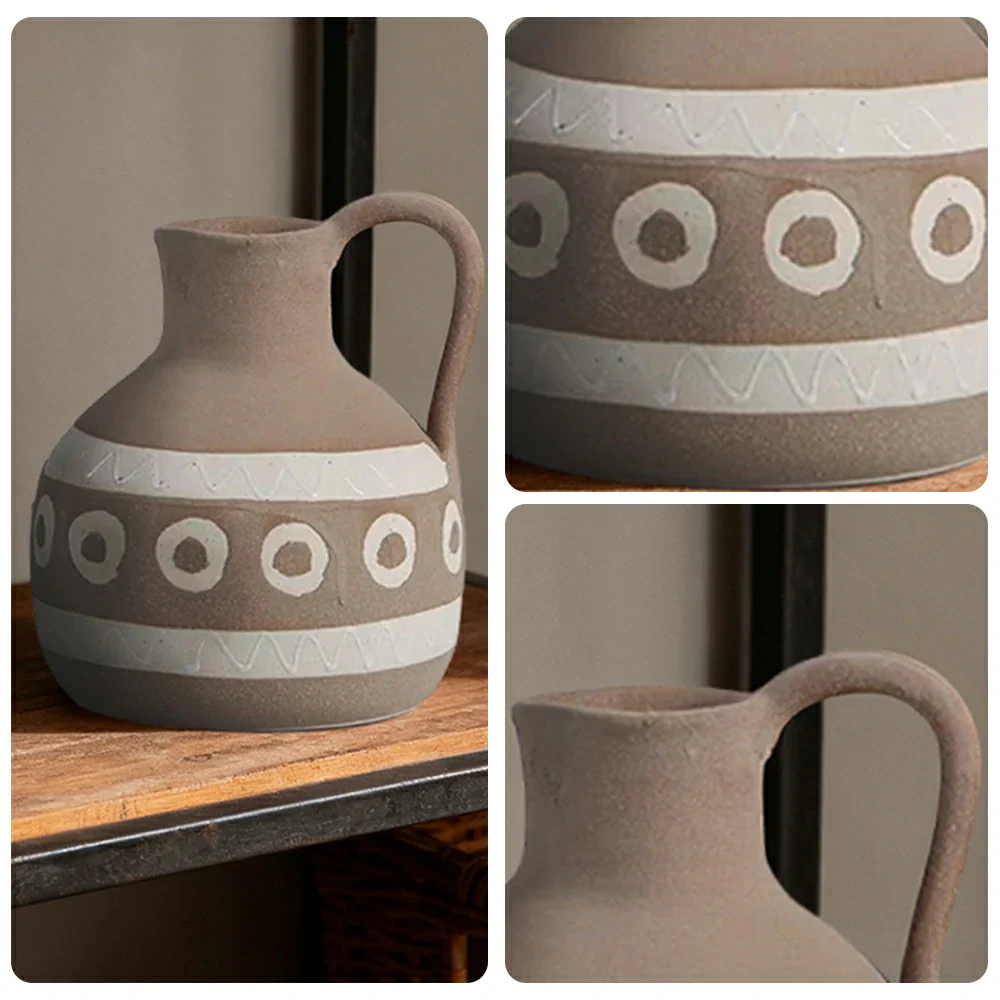 LIVARA Ceramic Vase Ornament Stable Solid Silhouette Artistic Home Display Matte Ceramic Stone-Texture Finish - Image 3